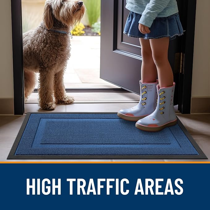 OLANLY Front Door Mat Indoor Outdoor Entrance, Waterproof All-Season, All-Weather Doormat, Sturdy Natural Rubber, Low Profile, Easy Clean Patio Porch Entryway Mat, 35x23, Navy Blue - Image 7