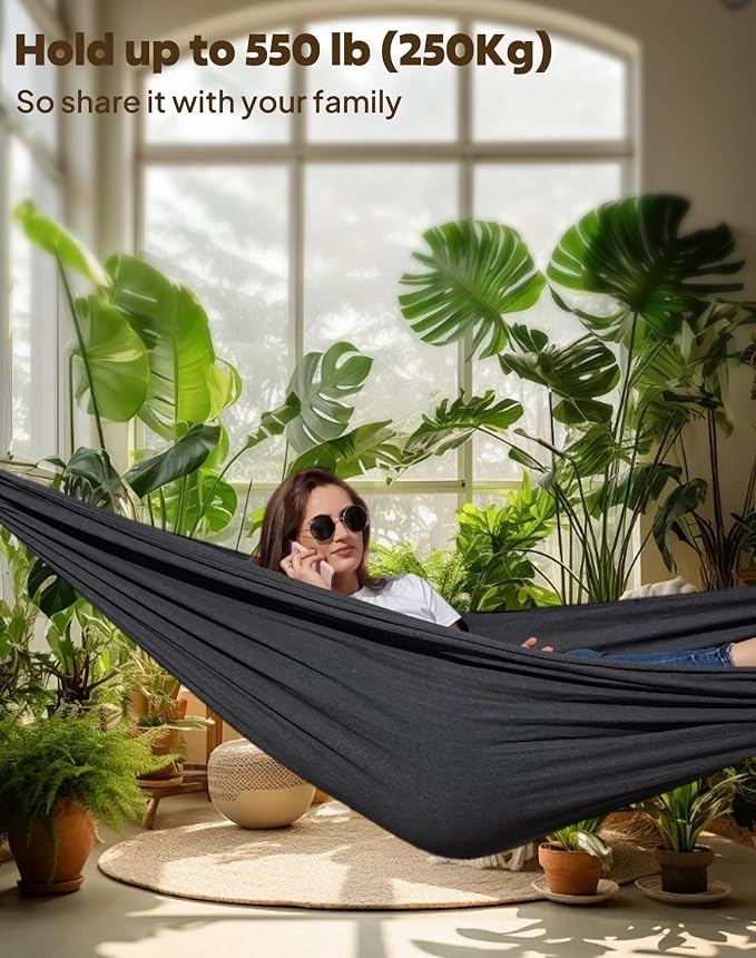 ANYOO Cotton Hammocks Heavy Duty Portable Hammock with Tree Straps Easy Setup Indoor/Outdoor Hanging Bed 550lb Capacity Perfect for Backyard Camping Travel - Image 5