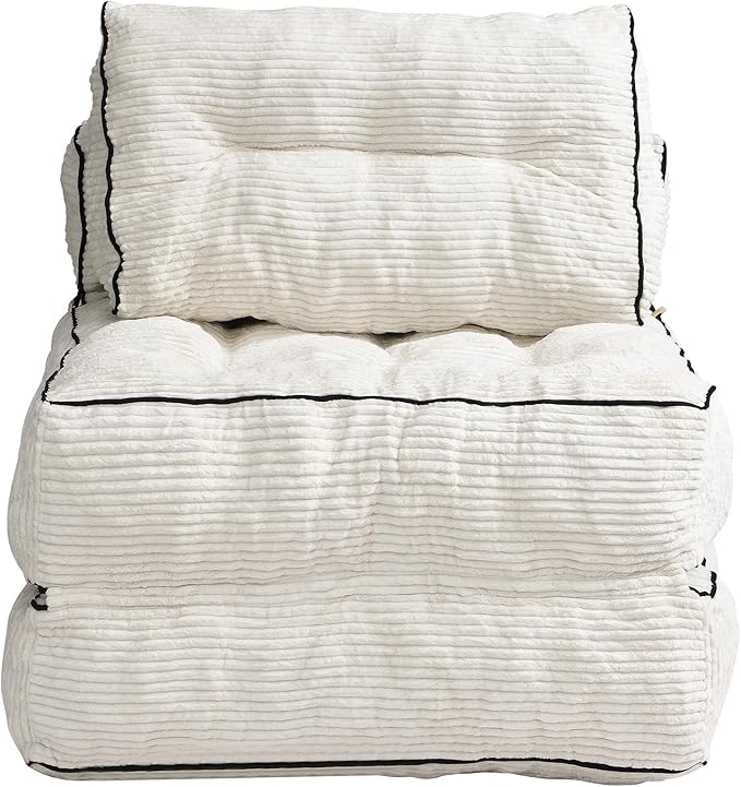 Ball & Cast Folding Sofa Bed,Convertible Sleeper Chair with Pillow & Back Support,Foldable Mattress with Back Support,Portable Futon Sofa Bed for Living Room Bedroom,Beige