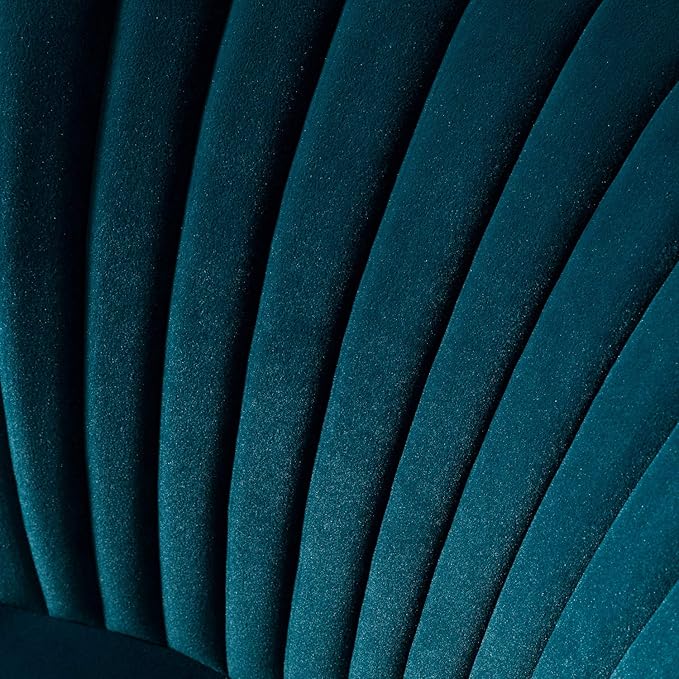 HULALA HOME Velvet Accent Chair, Modern Upholstered Cute Side Chair with Gold Metal Legs, Armless Wingback Slipper Chair Comfy Living Room Chair for Bedroom Guest Room Vanity, Teal