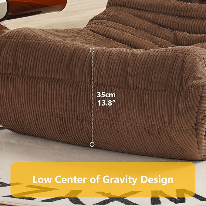 N&V Fireside Chair, Mid Century Armless Floor Sofa, Soft Premium Corduroy Floor Lounge Chair, Foam Sofa Accent Chair for Living Room Bedroom and Office (Mint)