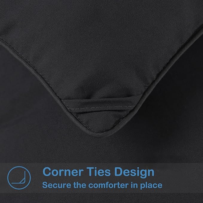 MAPLE DOWN Soft Oversize King Size Comforter Duvet Insert-Down Alternative Comforter with Corner Tabs-Lightweight Fluffy Breathable Machine Washable (Black,110“x98”)