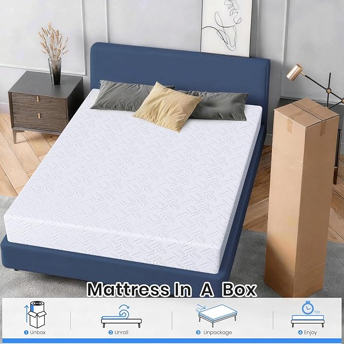 8 inch King Mattress, Cooling Gel Memory Foam Mattress, Mattress in a Box with Zipper Cover, Fiberglass Free, CertiPUR-US Certified, Adjustable Base Compatible