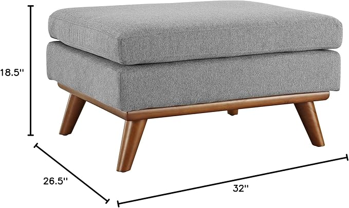 Modway Engage Mid-Century Modern Upholstered Fabric Ottoman in Expectation Gray