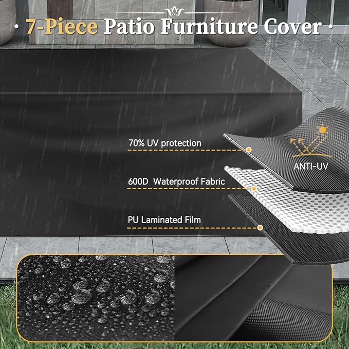 Aoxun 11 Piece Patio Furniture Set Wicker Rattan Patio Conversation Set Outdoor Sectional Sofa Set with Coffee Table and Thickened Cushions, Gray/Blue(Waterproof Cover Included)