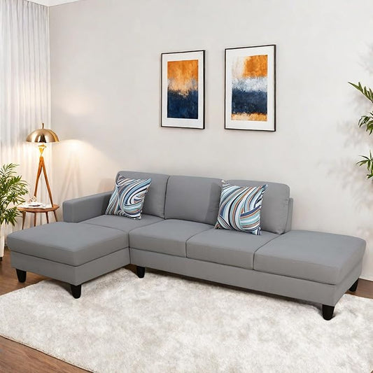 Sectional Couches for Living Room Furniture, 4 Seat L Shaped Couches with Ottoman, Modular Sectional Sofa for Apartment Furniture Sets, Grey
