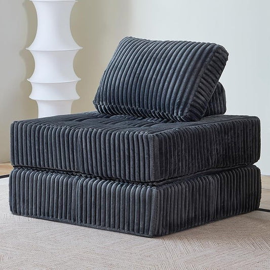 Folding Sofa Chair, Foldable Floor Sofa Bed with Corduroy, Convertible Sleeper Chair Single, Portable Fold Out Chair Bed for Adults, Folding Futon Mattress for Small Spaces, Apartments