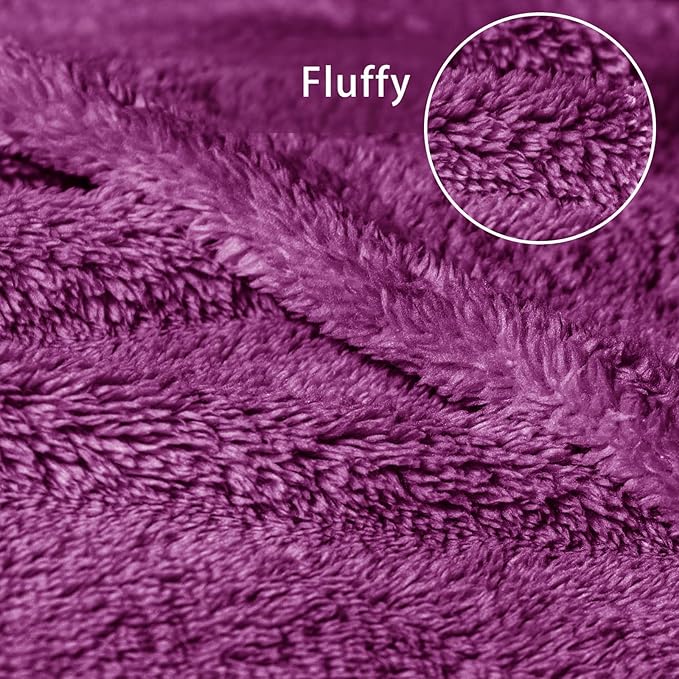 Exclusivo Mezcla Soft Fleece Throw Blanket for Couch, Super Soft Velvet Plush Fleece Blankets, Fuzzy Cozy and Warm for Winter, 50x60 Inches, Purple