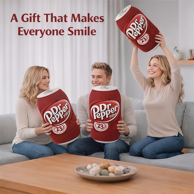Doctor Pepper Pillow (20” x 10”) Oversized Throw Pillow – Cute Stuff for Home Decor & Room Decor Aesthetic | Soft & Cute Pillow for Room Decor | Funny Gifts for Soda Lovers.