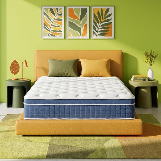 inight 12 Inch Full Size Hybrid Mattress, Medium Firm Spine Alignment with Nebulign Foam & Silent Pocket Coils, Motion Isolation, Fiberglass Free, CFR 1633 Compliant