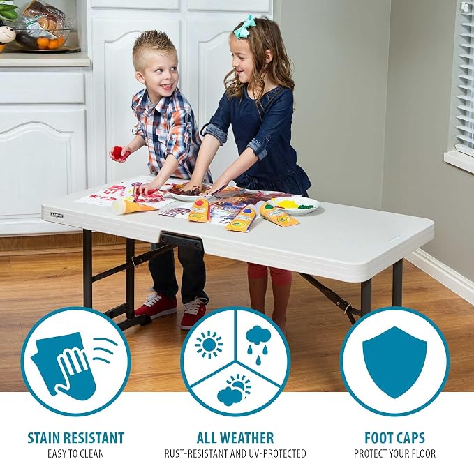 LIFETIME 80387 4-Foot Commercial Adjustable Folding Table, Almond - Image 7