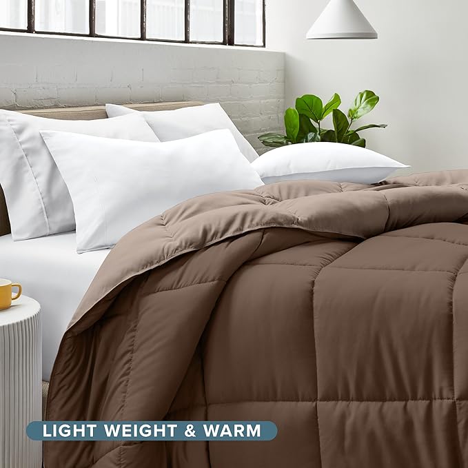 Bare Home California King Comforter - Reversible Colors - Goose Down Alternative - Ultra-Soft - Premium 1800 Series - All Season Warmth - Bedding Comforter (California King, Cocoa/Taupe)
