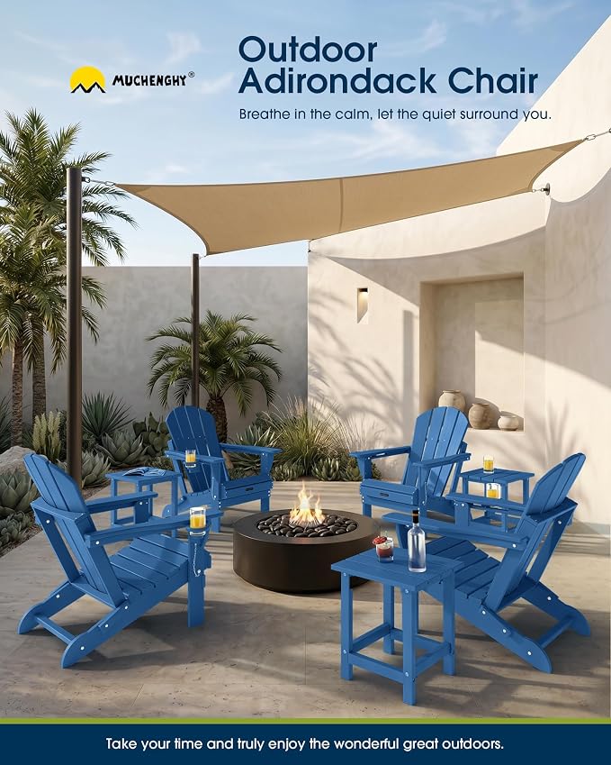 MUCHENGHY Folding Adirondack Chairs HDPE Weather Resistant, Patio Firepit Chairs, Sturdy Outside Chair, Lawn Chairs, 15min Assembly 380lb, Royal Blue - Image 10