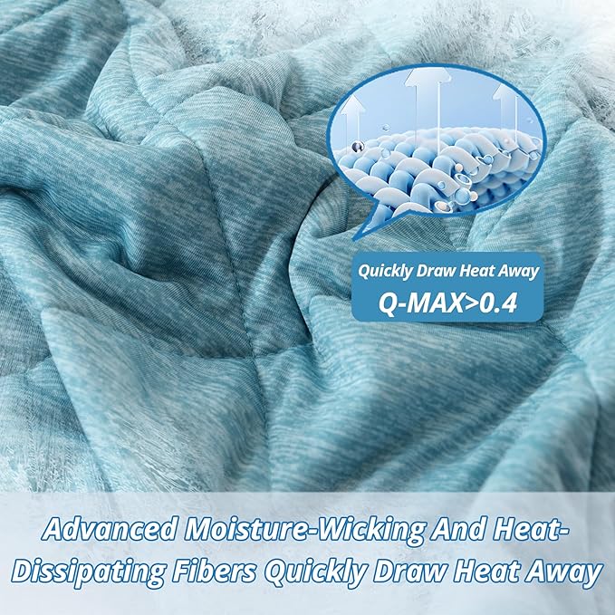 DOWNCOOL Cooling Blanket, Green Reversible Blanket for Hot Sleeper,Breathable Summer Comforter, Lightweight Soft Q-Max>0.4 Arc-Chill Cool Comforter, 60"X70"