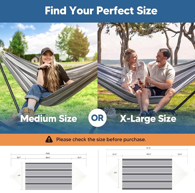 SUNCREAT Hammocks for Outside, Portable Heavy Duty Tree Hammock, Dark Gray & Light Gray - Image 5