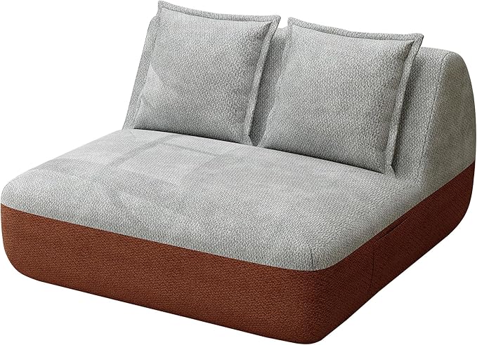 Hobestluk Small Couches for Small Spaces,42” Mini Loveseat Sofa 2-Seater Armless Sofa Chair with Side Pocket for Living Room,Bedroom,Dorm,Office (Terracotta+Light Grey)