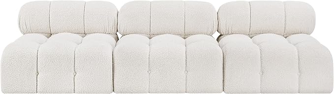 Meridian Furniture 611Cream-S102B Ames Collection Modern | Contemporary Modular Sofa with Rich Cream Boucle Fabric, Modular to Create Infinite Configurations, 102" W x 34" D x 28" H, Cream