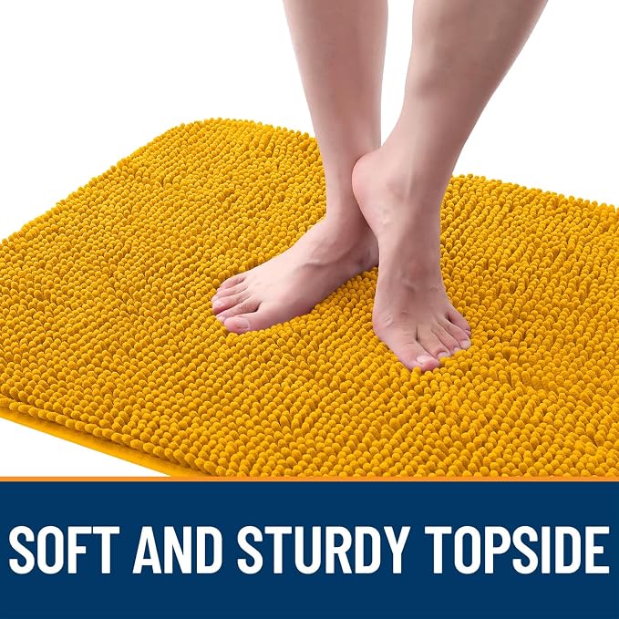 OLANLY Dog Door Mat for Muddy Paws 50x30, Absorbs Moisture and Dirt, Absorbent Non-Slip Washable Doormat, Quick Dry Chenille Mud Mat, Entry Indoor Entryway Carpet for Inside Floor, Golden Yellow - Image 4