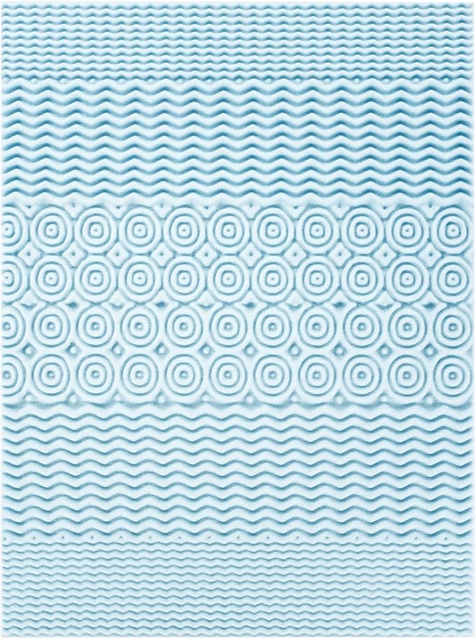 Mellow 4 Inch 5-Zone Memory Foam Mattress Topper, Cooling Gel Infusion, Dorm Essentials, Twin Blue