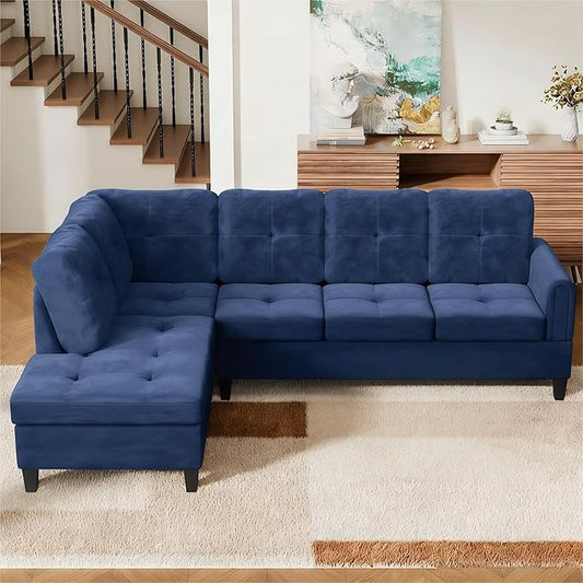 Modern L-Shaped Sectional Sofa, Apartment Sectional Couch with Left Facing Chaise, 3-Piece Living Room Sofa Set, 97 Inch Furniture, Blue