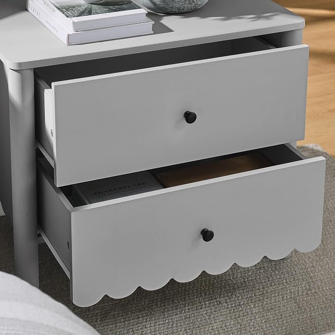 Modway Emmeline Scalloped 2-Drawer Nightstand in Light Gray - Image 5
