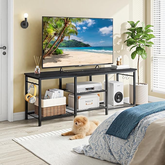 YGEOMER TV Stand for TVs Up to 55 Inch, Entertainment Center for Living Room, Bedroom, Black - Image 4