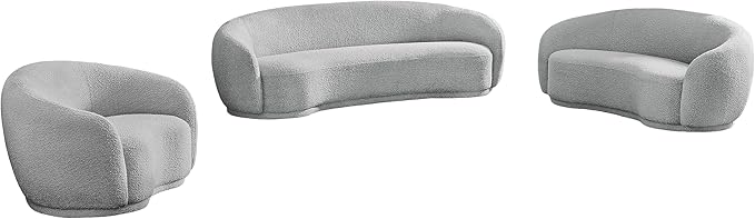 Meridian Furniture 693Grey-S Hyde Collection Modern | Contemporary Boucle Fabric Upholstered Sofa, Grey, 89.5" W x 38" D x 28" H