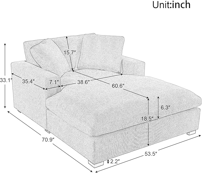 Christopher Knight Home Larrz Oversized Chaise Lounge Chair Indoor, Corduroy Upholstered Sleeper Sofa Couch, Durable Wood Frame, Deep Seat Reading Chair with 2 Throw Pillows and Armrests, Beige