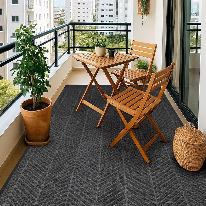 Front Door Mat Indoor Outdoor Entrance, 5' x 7' Heavy Duty Doormat for Entryway, Absorbent Low Profile Welcome Mats Non-Slip, Trap Dirt Durable Mats for Home, Patio, Garage by MYMEELY