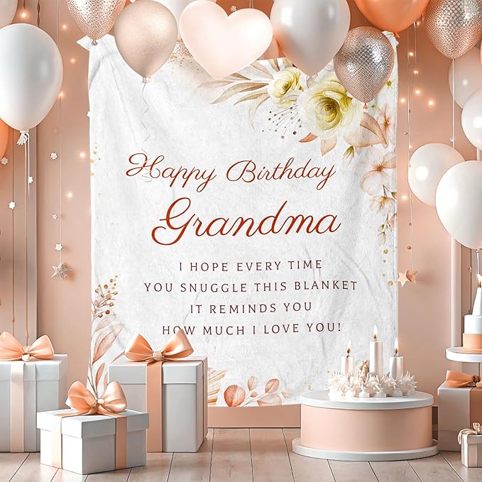 Grandma Birthday Gifts from Granddaughter, Best Birthday Gifts for Grandma, Grandmother Birthday Gifts from Grandchildren, Birthday Presents for Grandmother Throw Blanket 60 x 50 Inch
