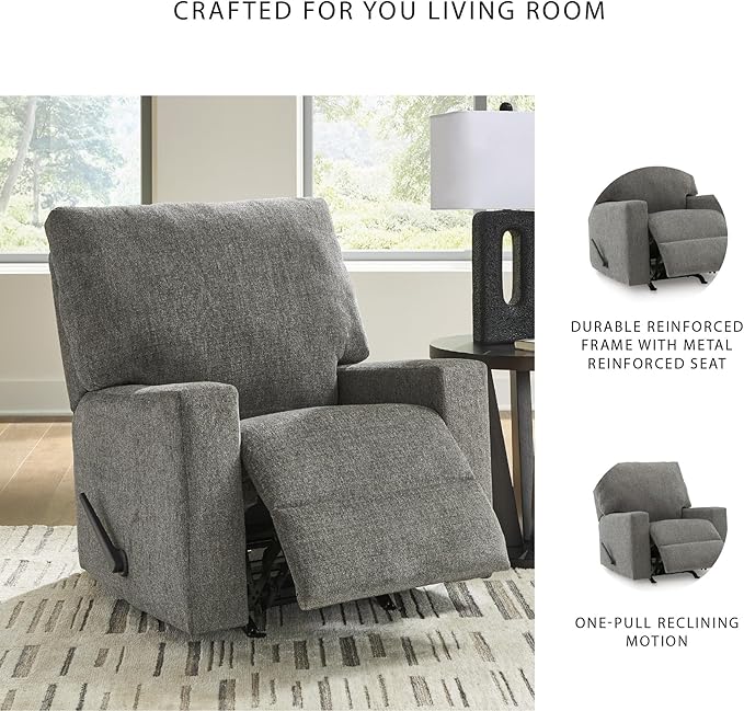 Signature Design by Ashley Seyler Lane Urban Rocking One Pull Recliner with Adjustable Backrest, Gray