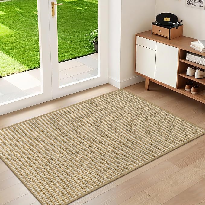 Dirt Trapper Door Mat 36"x59", Non-Slip Indoor Door Mats, Absorbent Washable Door Mat Indoor Entrance, Low-Profile Inside Doormat Floor Rugs for Entryway and Entry, Beige White (Fold) - Image 9