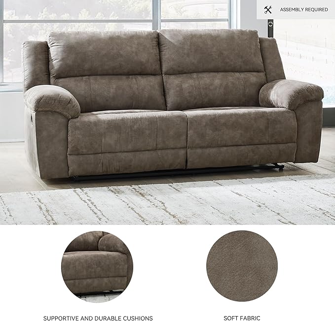 Signature Design by Ashley Laresview Contemporary Faux Leather Manual 2 Seat Reclining Sofa, Gray
