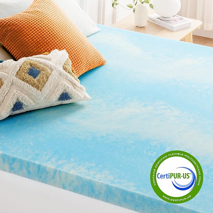 Best Price Mattress 3 Inch Swirl Gel AeroBreeze Cooling Air Flow Memory Foam Mattress Topper, Dorm Essentials, Queen