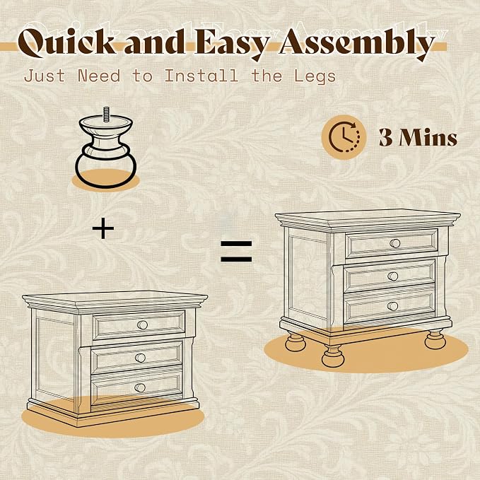 AMERLIFE Fully Assembled Nightstand Set of 2, Solid Wood End Table with 2 Storage Drawers, 26" Extra Large Traditional Bedside Cabinet for Bedroom, Dark Brown - Image 8