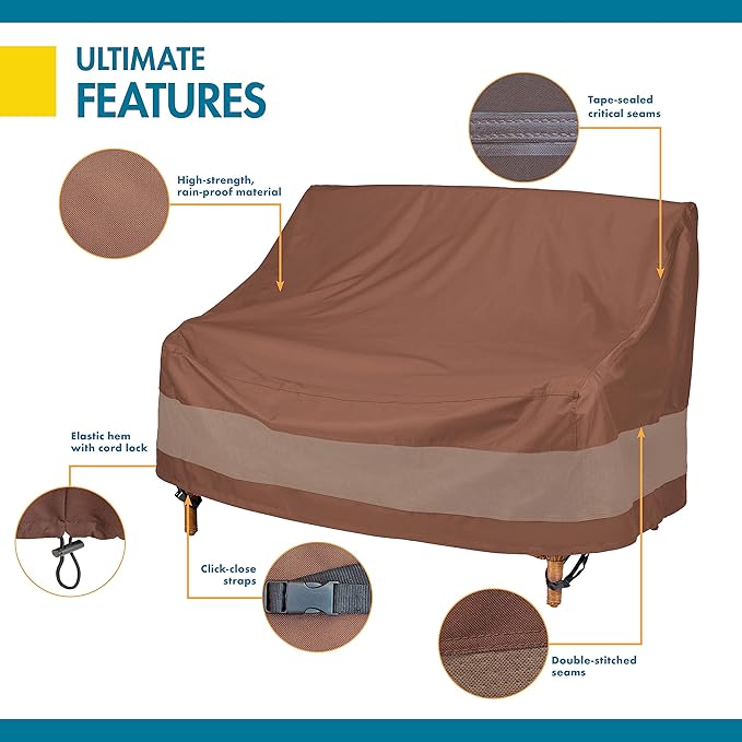 DUCKCOVERS ULV623835 Ultimate Patio Loveseat Cover, 62 "W x 38" D x 35" H, Mocha Cappuccino, Patio Furniture Covers - Image 5