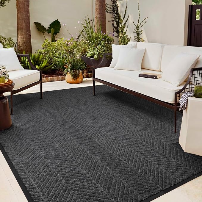 Front Door Mat Indoor Outdoor Entrance, 4' x 10' Heavy Duty Doormat for Entryway, Absorbent Low Profile Welcome Mats Non-Slip, Trap Dirt Durable Mats for Home, Patio, Garage by MYMEELY