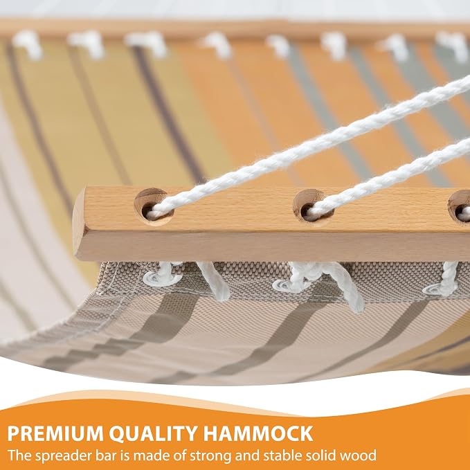 Lazy Daze Hammocks Quick Dry Hammock with Spreader Bar Textliene Fabric Double 2 Person Hammock with Chains Outdoor Patio Poolside Backyard Beach 450 lbs Capacity, Coffee Stripes - Image 3