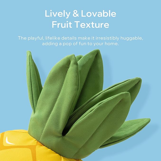 Phantoscope Fruit Outdoor Shaped Pillow Series Pineapple Shaped Waterproof Outdoor Throw Pillow with Leather Trim, Home Decor Cushion for Patio, Pool, Yellow and Green, 11.5 x 9.5 inches