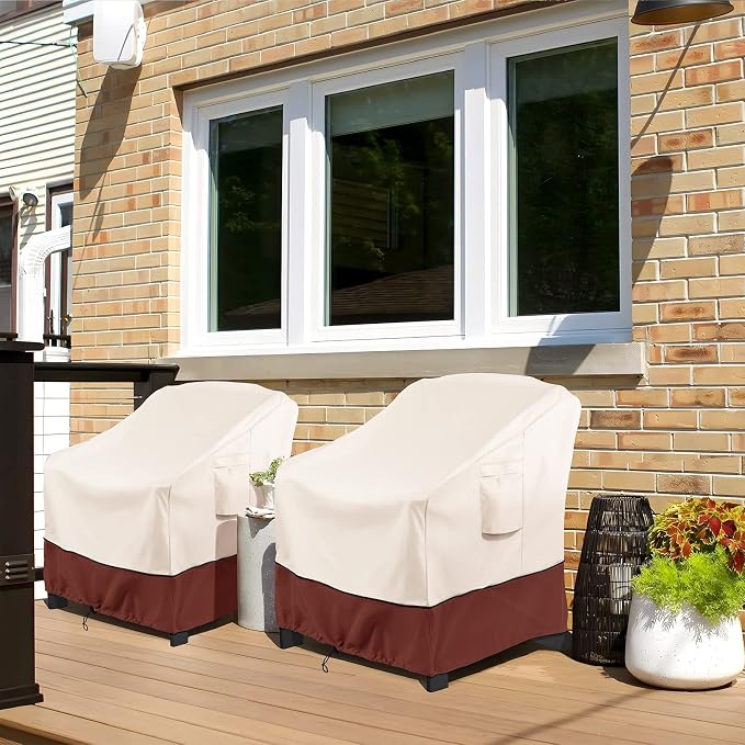 COSFLY Patio Furniture Covers 2 Pack, 600D Waterproof Outdoor Chair Covers for Deep Chairs, All-Weather UV Resistant Protection with Adjustable Straps & Air Vents, Fits up to 31.5"W x 33.6"D x 36"H - Image 9