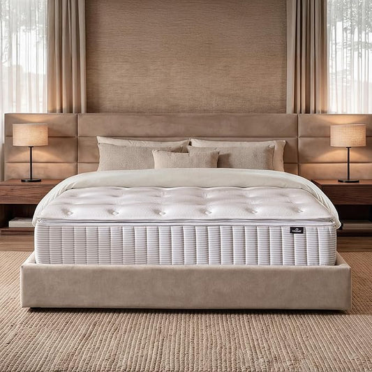 – 12 Inch King Size Mattress – Real Hybrid King Mattress Memory Foam, Reinforced Edge Support, Zoned Coils for Pressure Relief and No Motion Transfer (Queen (14 Inch))