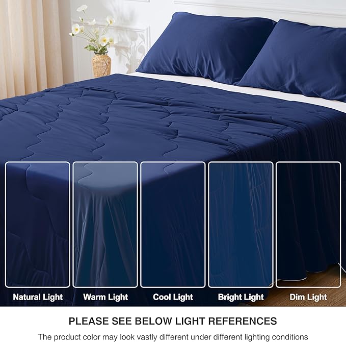 Love's cabin Cooling Comforter King Size, Double Sided Cooling Blankets for Hot Sleepers, Q-Max>0.4 Instant Cool-to-Touch, 2X Breathable & Moisture-Wicking, Oeko-TEX Certified, 108"x90" Dark Blue
