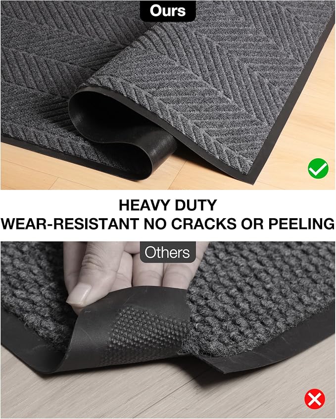 4′ x 10′ Heavy Duty Front Door Mat Indoor Outdoor Entrance, Large Non-Slip All Weather Commercial Floor Mat for Entryway, Low Profile Waterproof Vinyl Rug for House (48" x 120", Charcoal Grey) - Image 3