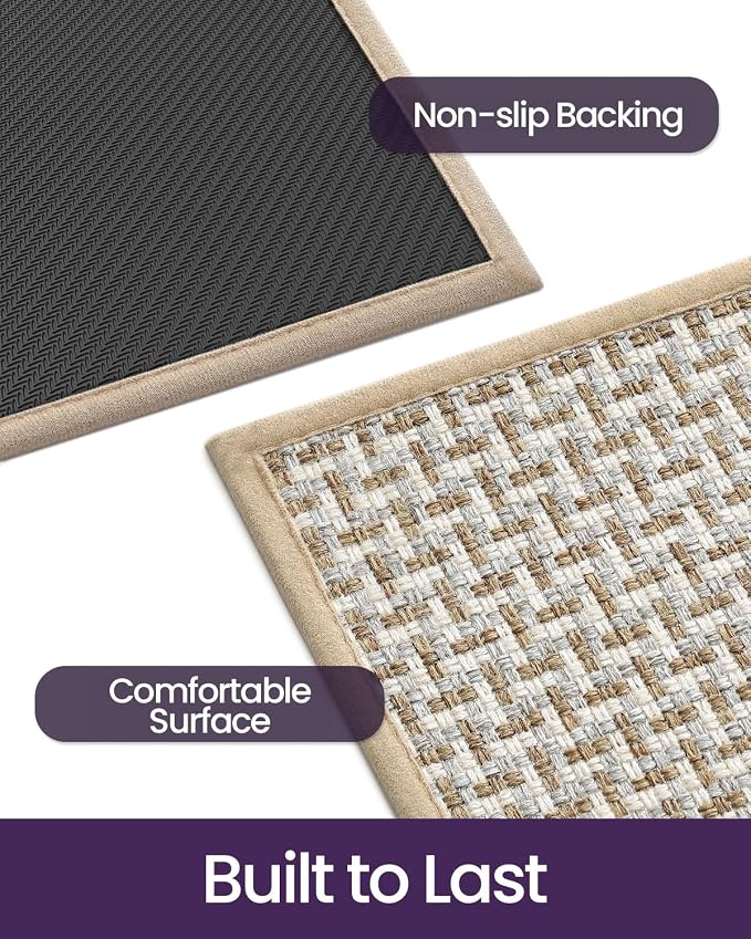 DEXI Ultra Thin Door Mat Indoor Entrance 36x56, Non Slip Rubber Backed Entryway Mats Dirt Trapper, Low Profile Front Doormat for Inside Entry, Patio, Porch, Beige and White - Image 6
