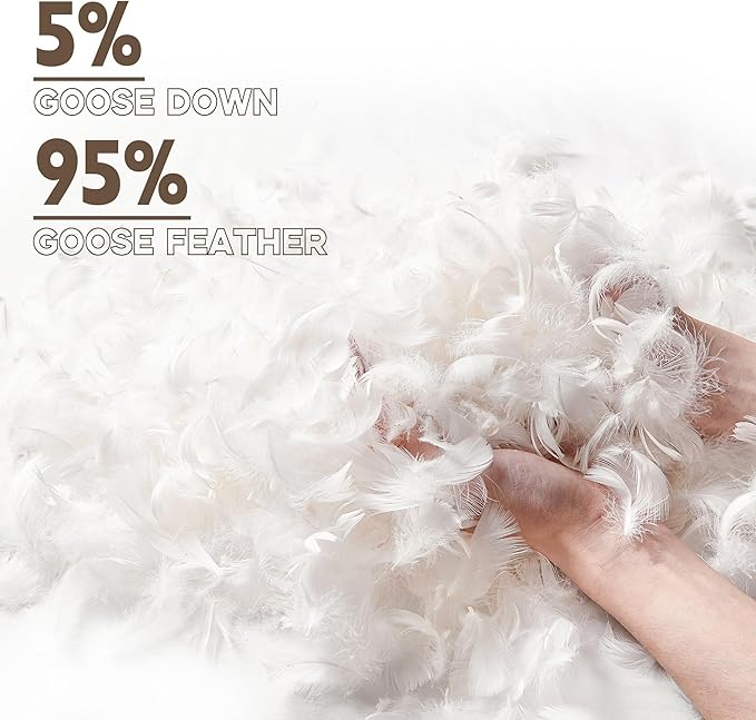 puredown® Goose Feather Down Fiber Comforter King Size - 100% Organic Cotton Cover All Season Duvet Insert, Breathable Fluffy Warmth Hotel Luxury Bedding Comforter (104"x90")