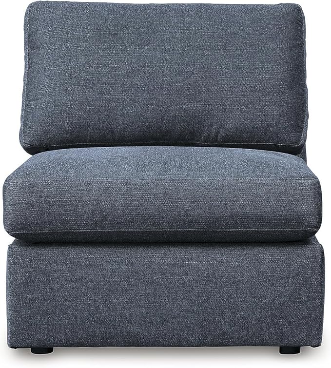 Signature Design by Ashley Modmax Stain Resistant Urban Modular Straight 5-Piece Sectional with Reversible Cushions, Removable Covers and 2 Accent Pillows, Blue