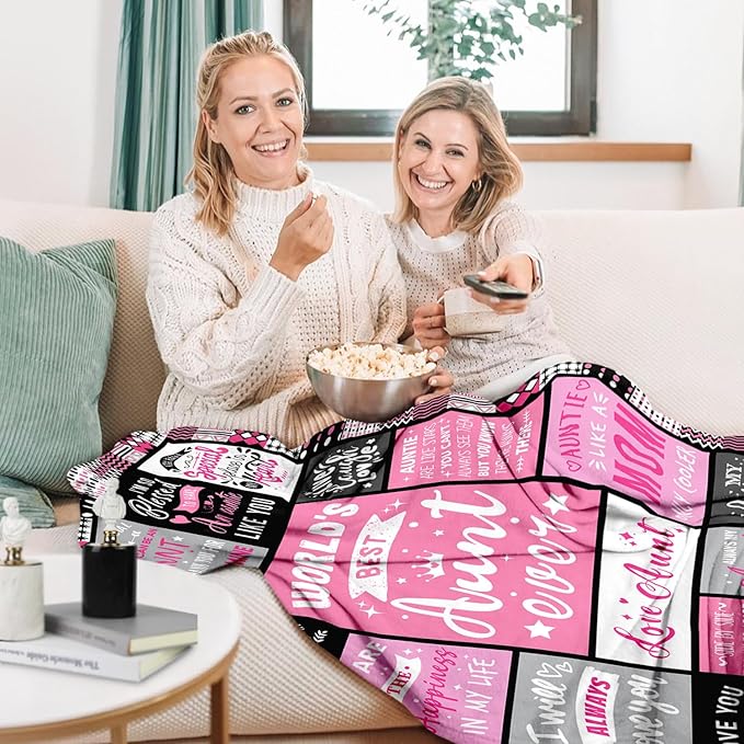 Mothers Day Birthday Gifts for Aunt - World's Best Aunt Ever Gifts from Niece Nephew - Favorite Auntie Birthday Gift Ideas - Christmas Valentines Day Presents for Auntie - Aunts Life Blanket 60"x80"