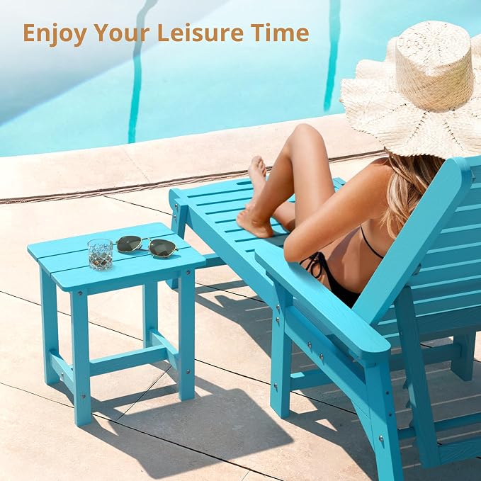 LUE BONA Outdoor Side Table, HDPS Small Outdoor Table, Rectangle Adirondack Side Table, Outside End Table for Patio, Porch, Pool, Weather Resistant/Easy Maintenance/Indoor or OutsideUse, Sky Blue - Image 3