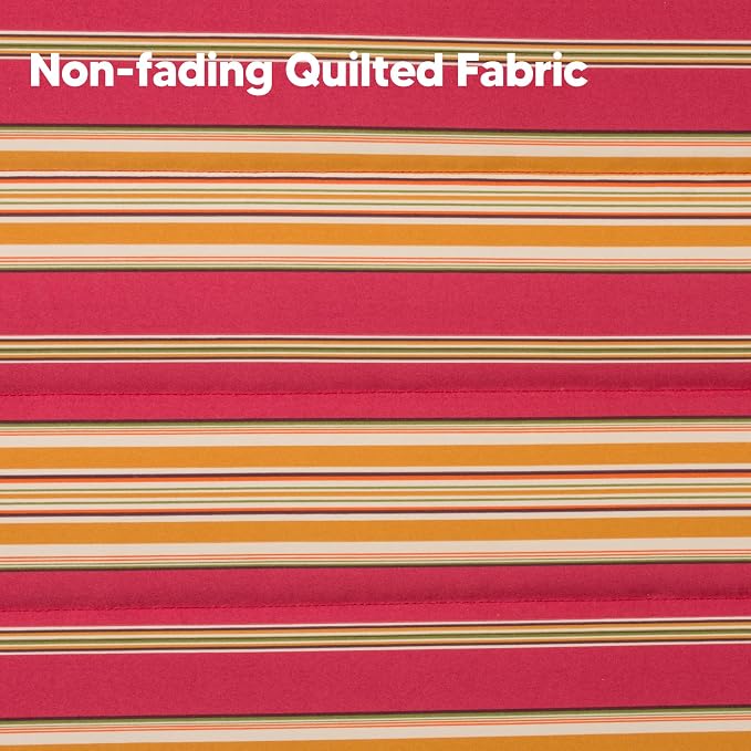 SUNCREAT Double Hammock Quilted Fabric Swing with Spreader Bar, Detachable Pillow, 55” x79” Large Hammock, Red Stripes - Image 6