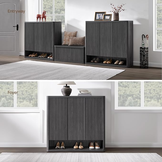 SICOTAS Shoe Cabinet 94.4" Wide Freestanding Hidden Shoe Storage Cabinet with 6 Doors & 8 Adjustable Shelves Tall Modern Shoes Rack Organizer Cabinets Storage for Entryway Hallway Living Room Entrance - Image 5